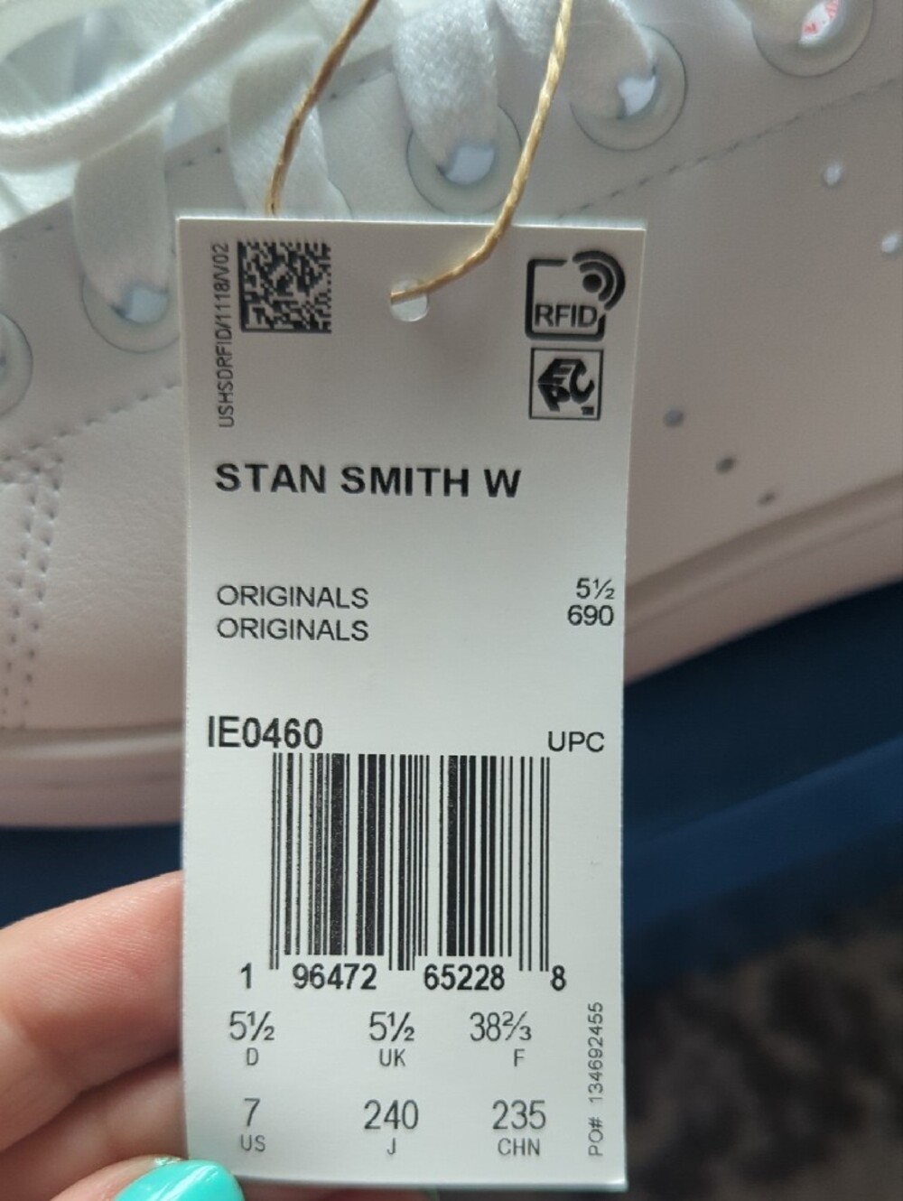 adidas Women's White Sneakers with Red Tongue Badge - Picture 5 of 5